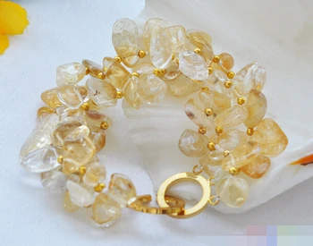 

08696 3row yellow massive citrine bracelet