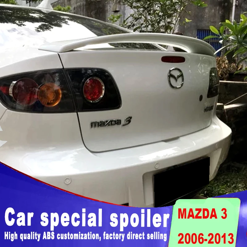 

New design Dual airflow isolation rear trunk spoiler 2006 to 2013 for mazda 3 ABS material high quality spoiler by primer paint
