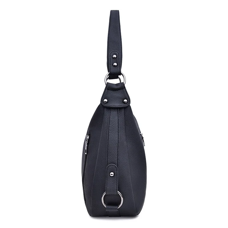 ZMQN Bag Women's Hobos Black Handbags For Women Leather Shoulder Bags 2 Zippers Classic Style Ladie