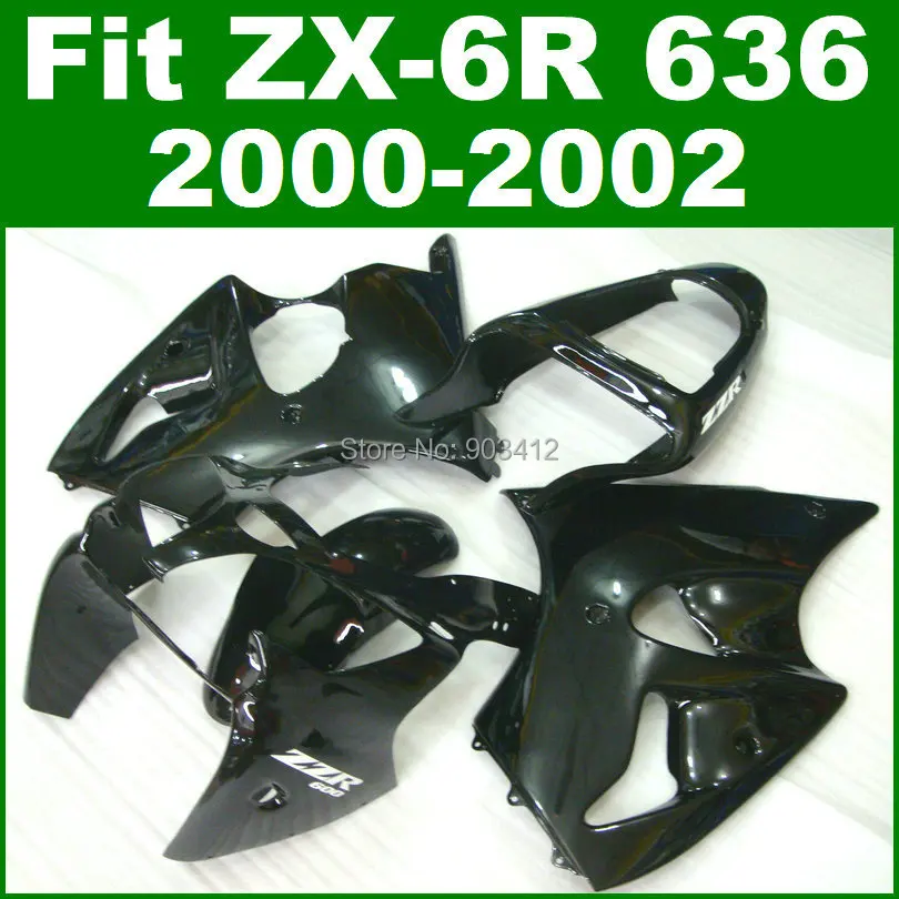 

Fit for Kawasaki ZX6R fairing kit 2000 2001 2002 all glossy black 00 01 02 Ninja ZX 6R 636 Fairings body kits ZX636 G7K0