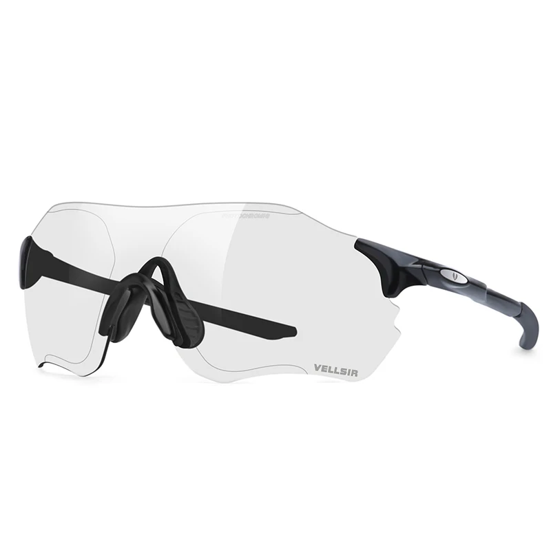 VELLSIR солнцезащитные очки прозрачные цветные линзы TR90 спортивные велосипедные фотохромные очки для мужчин и женщин MTB дорожный велосипед велосипедные очки - Цвет: Черный