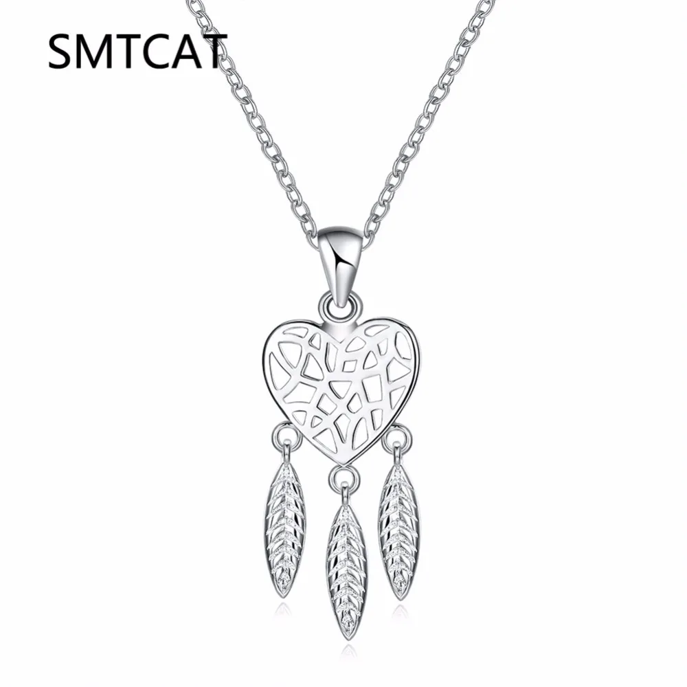 

Heart Pendant Necklaces for Women Silver 925 Jewelry Dream Catcher Necklace Feather Choker Colar Link Chain Femme Collier Bijoux