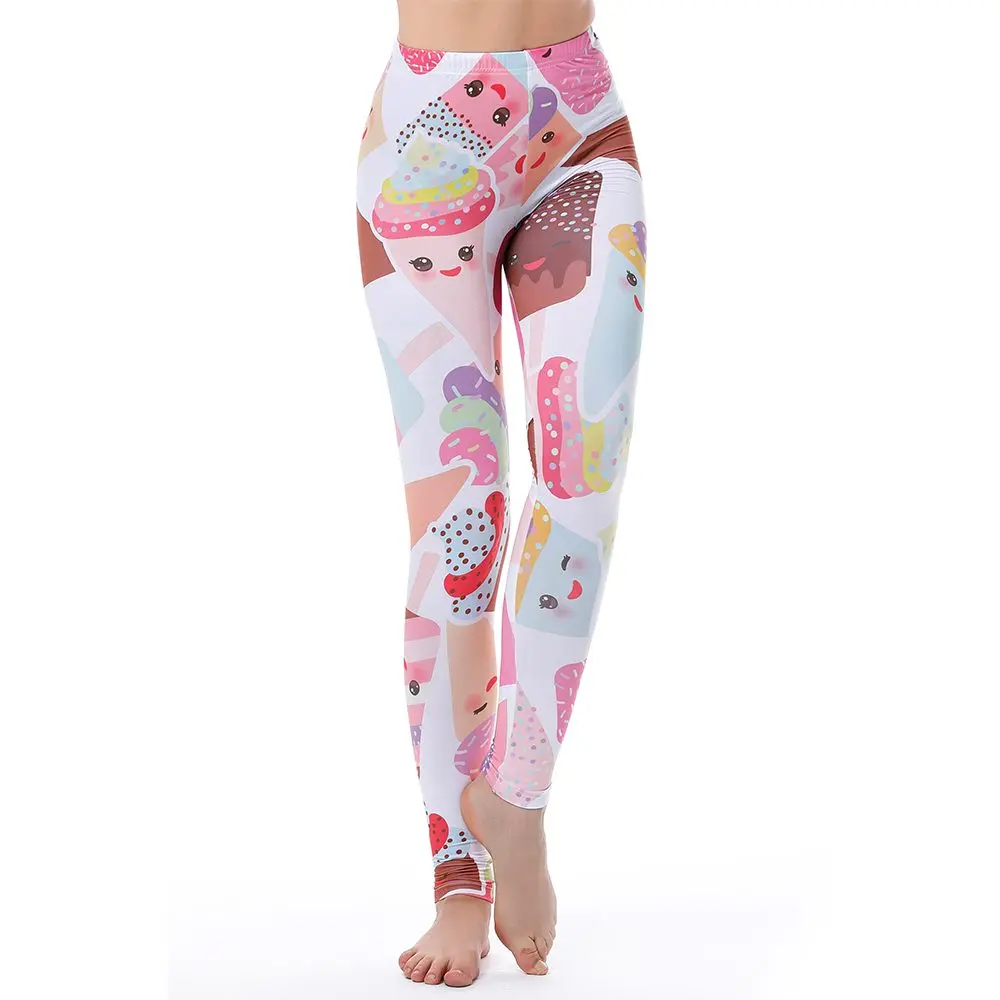 KYKU Brand Unicorn Leggings Women Leggins Fitness Legging Sexy Pants High Waist Push Up Shiny 3d Printed Rainbow Star Cat Donuts pink leggings Leggings