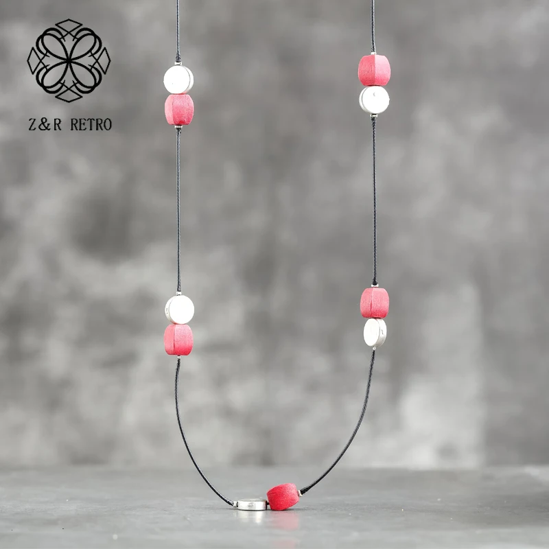 

Unique Wooden Pendant Necklaces Vintage Long Necklace Female Ethnic Necklace Trendy Women Accessories Jewelry Wood 2.6*24cm