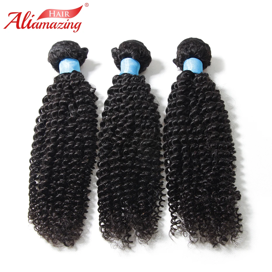 

Ali Amazing Hair Curly Weave Brazilian Kinky Curly Hair 100% Human Hair Weave 3pcs/lot Bundles Natural Color Remy Hair Bundles