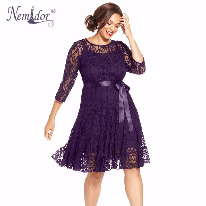 Nemidor Plus Size Lace Dress (9)