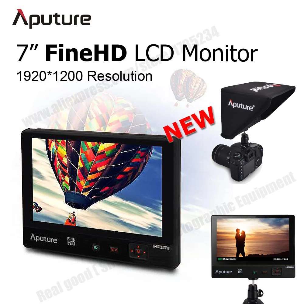 

Aputure VS-1 FineHD Video Monitor 7" 1920*1200 HD Contrast 1200:1 LTPS Extra OSD IPS Panel HDMI AV for Nikon Canon DSLR+Sunshade