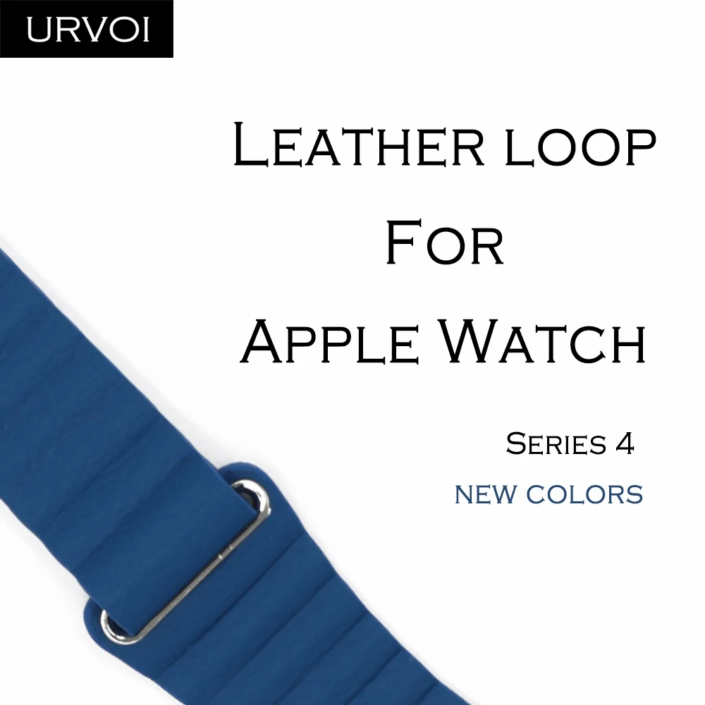 

URVOI new color Leather loop for apple watch series 4 3 2 1 strap for iwatch soft PU leather band comfortable with magnet buckle