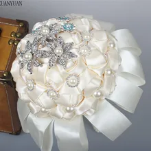 Белая, цвета слоновой кости, для свадьбы свадебный букет de mariage жемчуг невесты Искусственные Свадебные букеты цветок кристалл buque de noiva