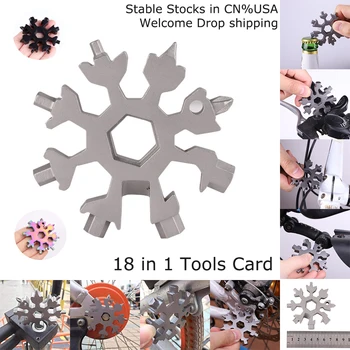 

18-In-1 Snowflake Hand Tools Card Bicycle Repairing Sets Screwdriver Mini Craft Flat Cross Screwdrivers Travel Key Chain Home
