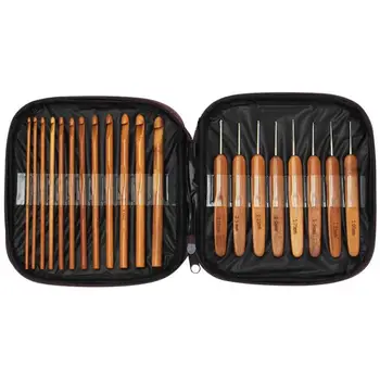 

20pcs Knitting Needles Handle Bamboo Crochet Hooks Knitting Needles Set Weave Craft with Bag