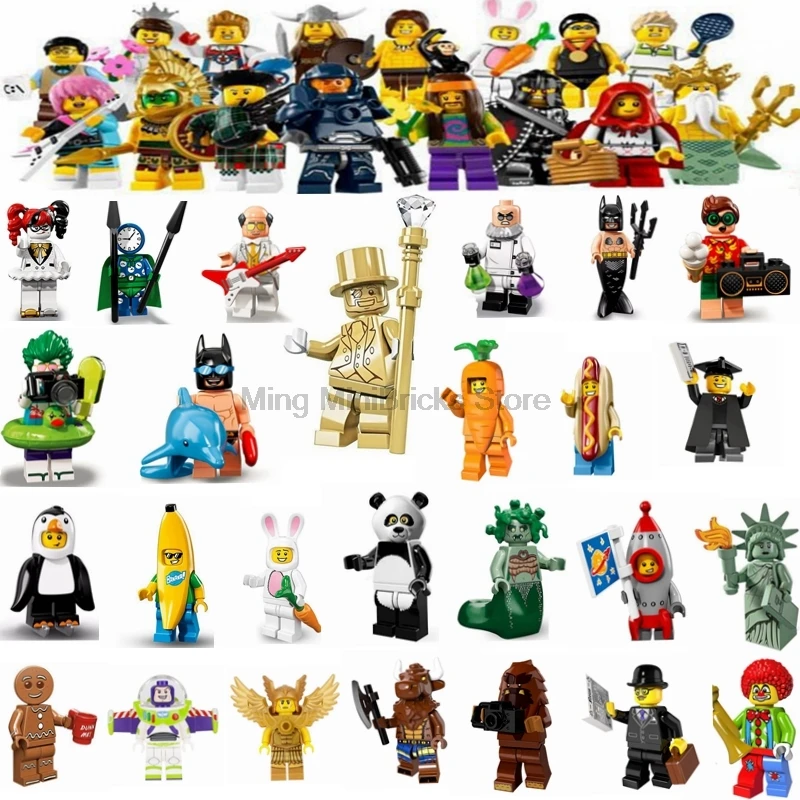 

Cartoon Figure Mr Gold panda Harley Quinn Robin Single Sale Building Blocks Toys for Children Compatible for Legoing Figures