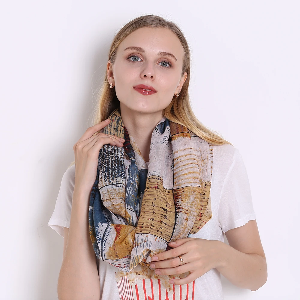 

Luxury Brand Women's Spring Plaid Printed Infinity Scarves Lady Ring Collar Circle Viscose loop Neck Scarf Foulard Femme Hijab