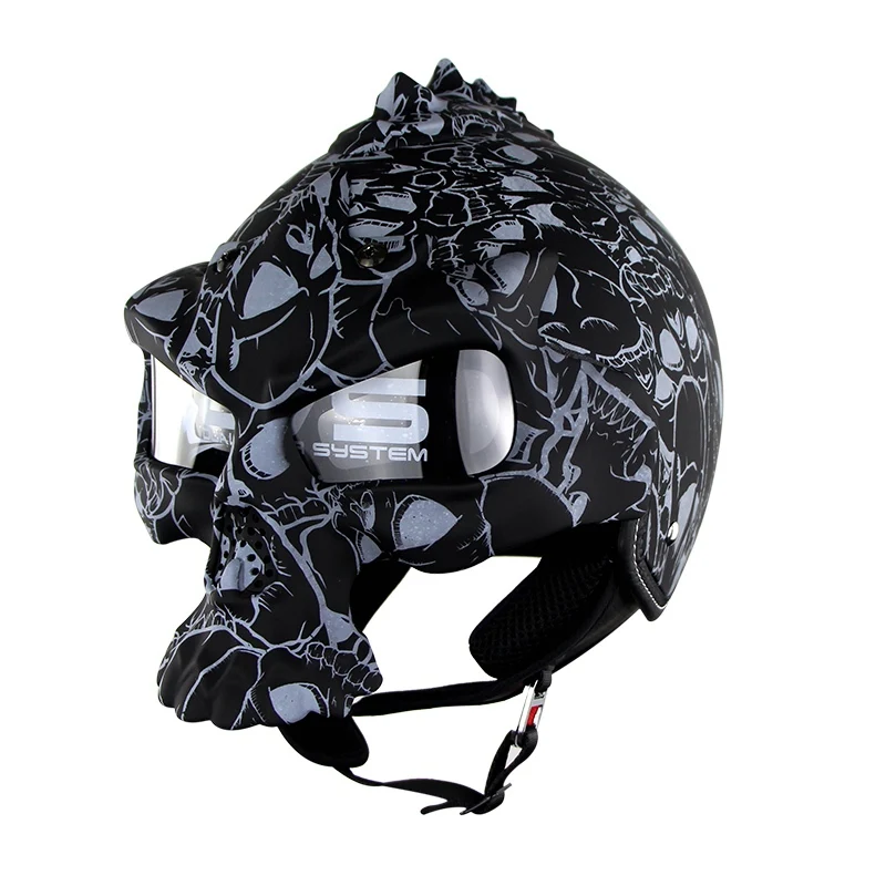 Двойной объектив мотоциклетный шлем dot standard skull casco с двойной d-образной кольцевой пряжкой S-XL