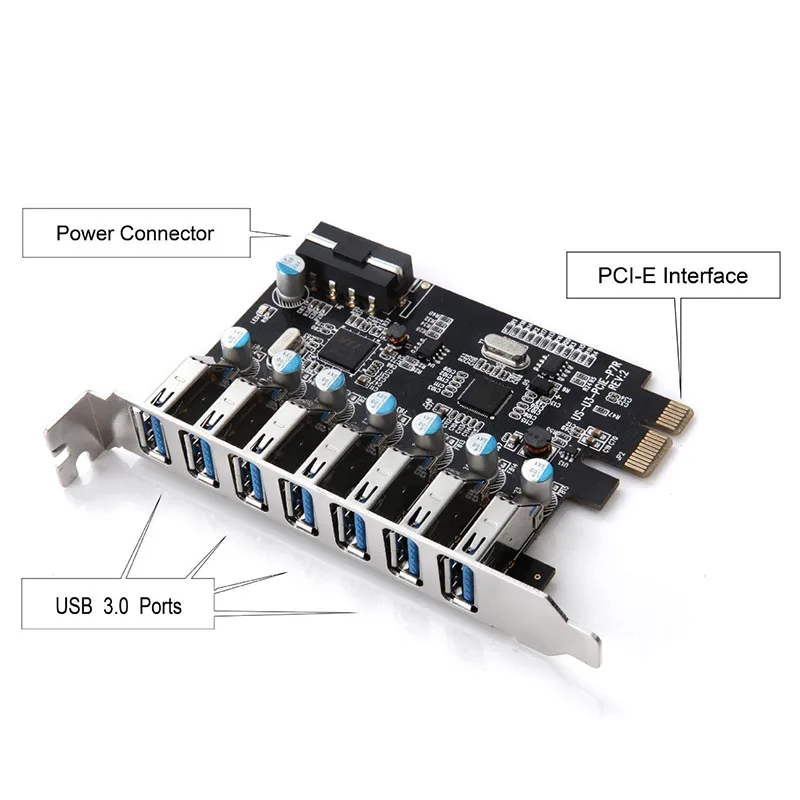 PCI-E Usb 3,0 карта расширения 7 портов USB 3,0 PCI Express карта расширения Pcie USB3.0 адаптер конвертер настольные компьютерные компоненты