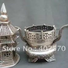 Редкие отличительные династии Цин серебряная башня ценсер/ладан