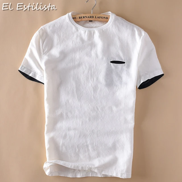 2019 Men Casual Summer White Black Shirts Round Collar Short Shirt ...