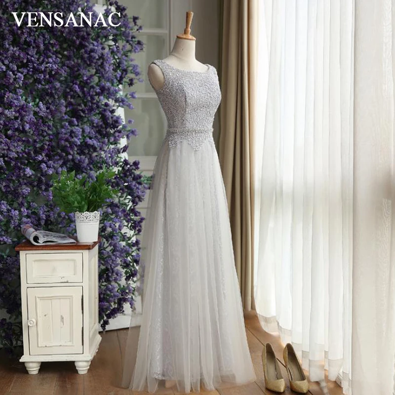 Vensanac 2018 линия Кристаллы Sash длинные Вечерние платья блестками о Средства ухода за кожей шеи элегантные вечерние Кружево Вышивка для