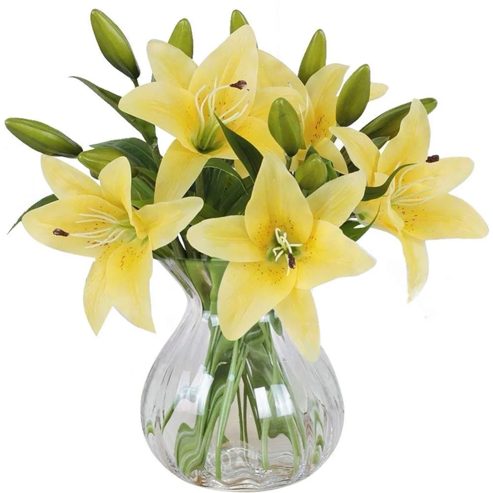 

Lily Bridal Wedding Party Decoration Bouquet Latex Real Touch Flower Artificial Flowers Home Hotel Office Garden Craft Art Decor