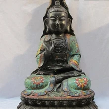 Bi002724 1" Тибет Буддизм Бронзовый Перегородчатые Кван-Инь Бодхисаттва Статуя Будды