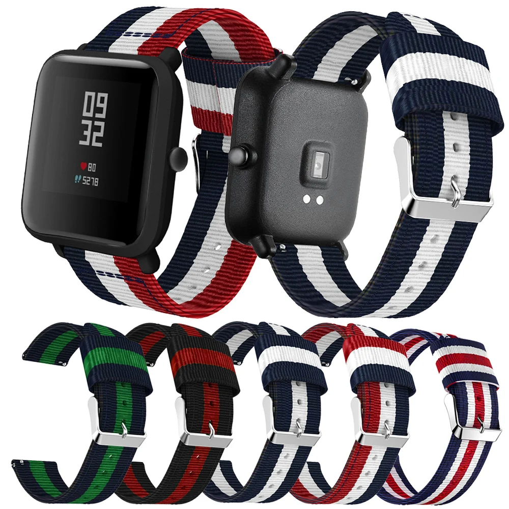 

22mm 20mm Woven Nylon Replacement WatchBand Bracelet Strap for Xiaomi Huami Amazfit Bip Pace Stratos 2 2S watch strap