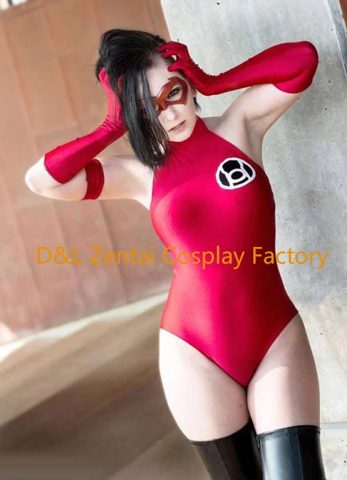 Free Shipping DHL Adult DC Comics Red Lantern Female Superhero Costume Halloween Party Cosplay Red