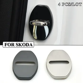 

Ceyes Car Styling Door Lock Cover Case For Skoda Citigo Rapid Octavia RS A7 Fabia Superb Yeti Stainless Steel Car-Styling 4pcs