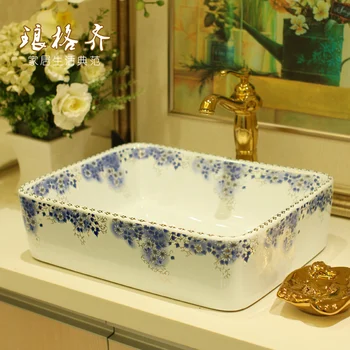 

Jingdezhen ceramic basin stage basin wash basin violet square