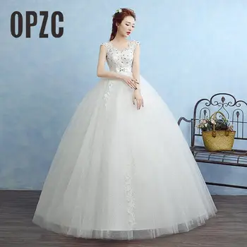 

Lace Appliques Vestido De Noiva 2020Robe De Mariage Princess With Crystals White Ball Gown Wedding Dress Custom Made