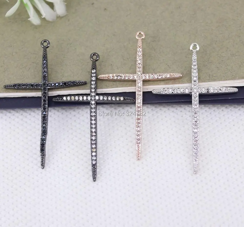 10 шт. Металл Медь Micro Pave крест-подвеска с фианитами бусины, кубический цирконий кулон бусины для изготовления ювелирных изделий