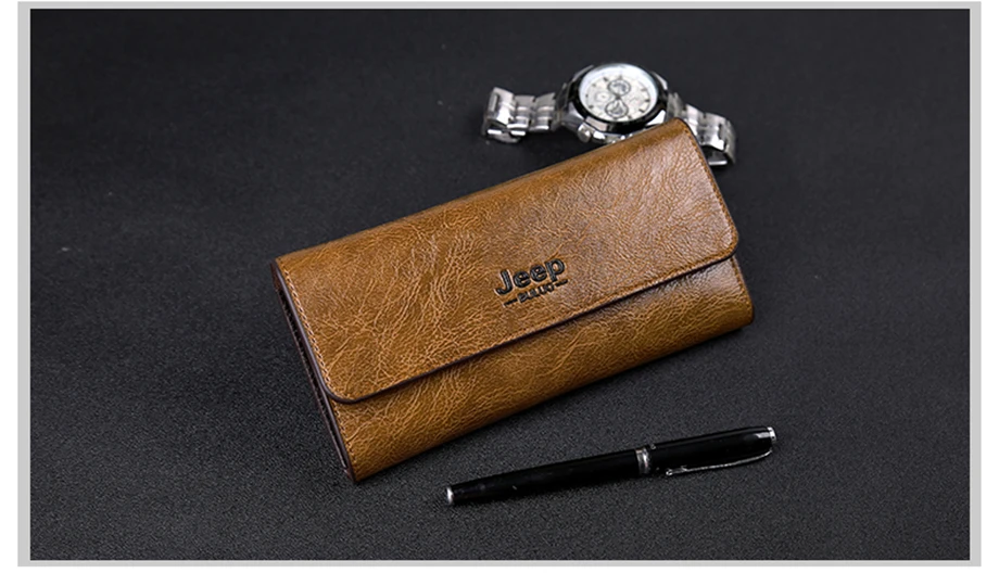 JEEP BULUO, известный бренд, мужской кошелек, кожаный, двойной, тройной, кошелек, мужские кошельки, блокирующий держатель для карт, клатч, RFID, мужские кошельки для монет