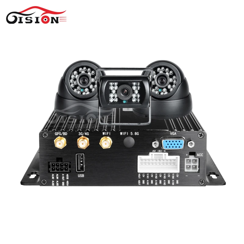 256 جرام sd 4 جرام gps wifi 4ch فيديو السيارات dvr مسجل الحقيقي الوقت مراقبة الرؤية g-الاستشعار عن i/o mdvr + 3 قطع 2.0mp كاميرات السيارات