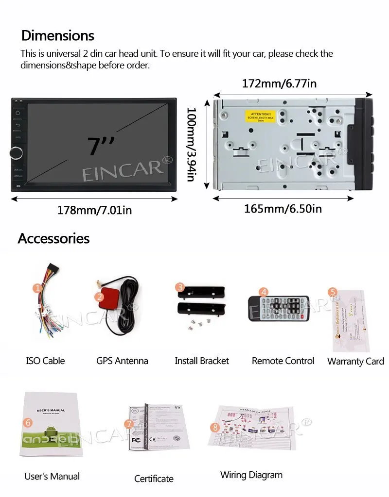 Discount Backup Camera Included!! Android 6.0 Car Stereo 2Din GPS Navigation 7 inch Car Radio Head Units DVD Player Touch Screen BT WIFI 5