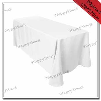 

20pcs/lot 178*275cm Polyester Wedding Table Cloth For Rectangular Table In White Color Banquet&Party Favor Table Cover
