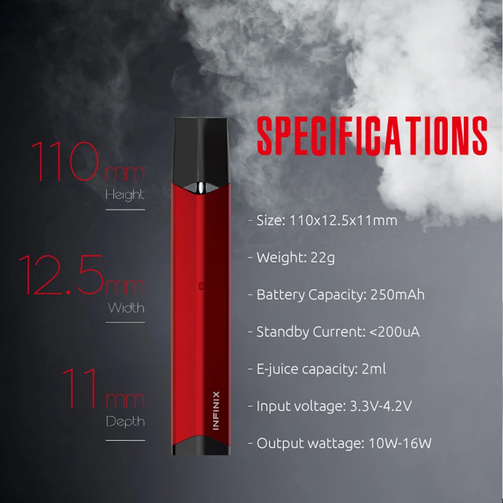 SMOK Infinix 1 2 комплект, электронная сигарета, мини-ручка, вейп-ручка, аккумулятор 450 мАч, с 2 мл стручковым испарителем VS WO1 NOVO NORD