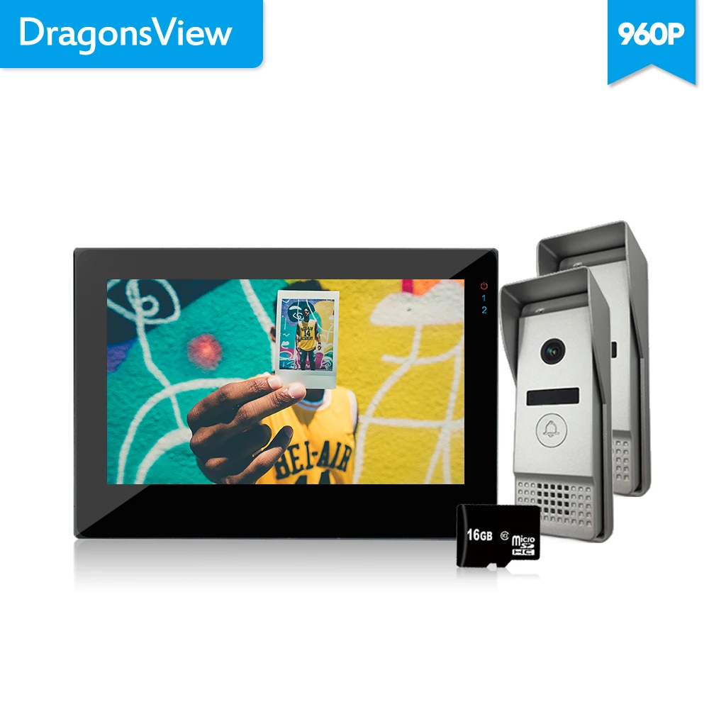 Dragonsview Wired Intercom 7\Color LCD Video Door Phone System Doorbell Camera IR Motion Recording 960P AHD Rainproof Wide Angle