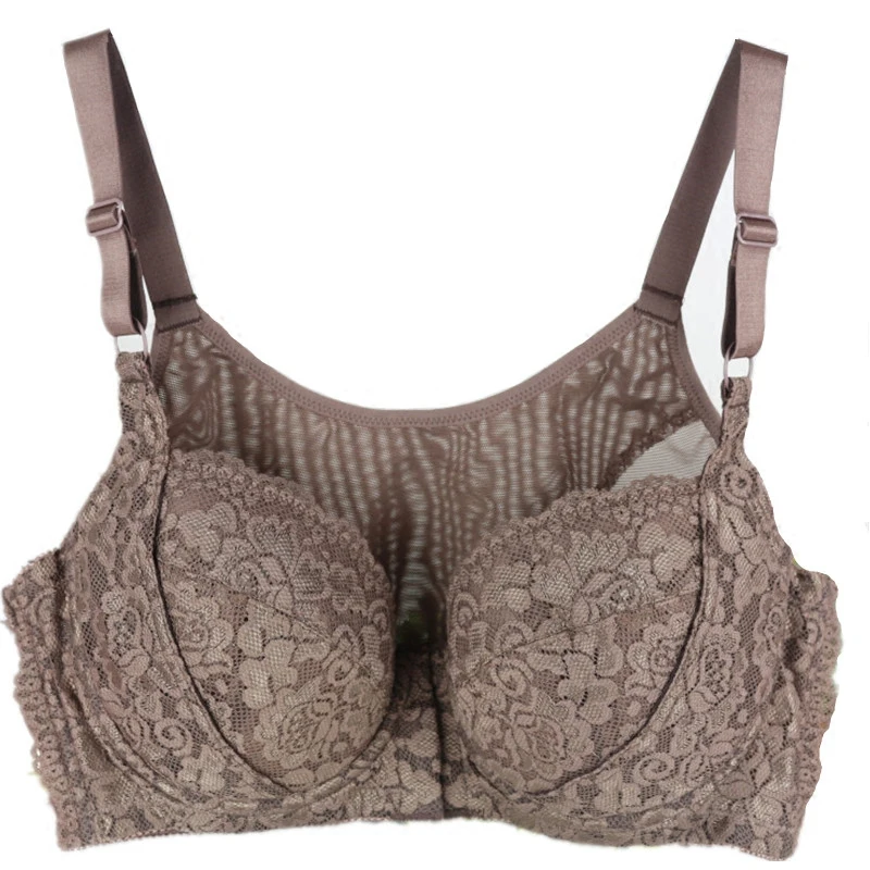  High Quality plus size 110DEF Thin large cups vest front fastener no trace lace Sexy bras women's u