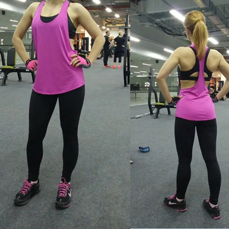 

New Yoga Shirts Women Sport Wear Quick Dry Gym Vest Flex Suit Female Fitness Breathable Cool Tank Tops Race Back Multi Color