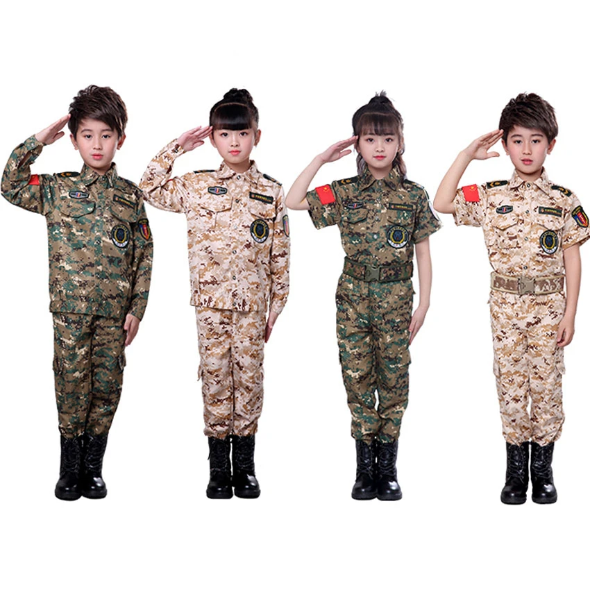 Детская военная форма для мальчиков и девочек, спецназ, тактическая Маскировка джунглей, армейский костюм для улицы, страйкбол, пустыня, камуфляж, Детский костюм
