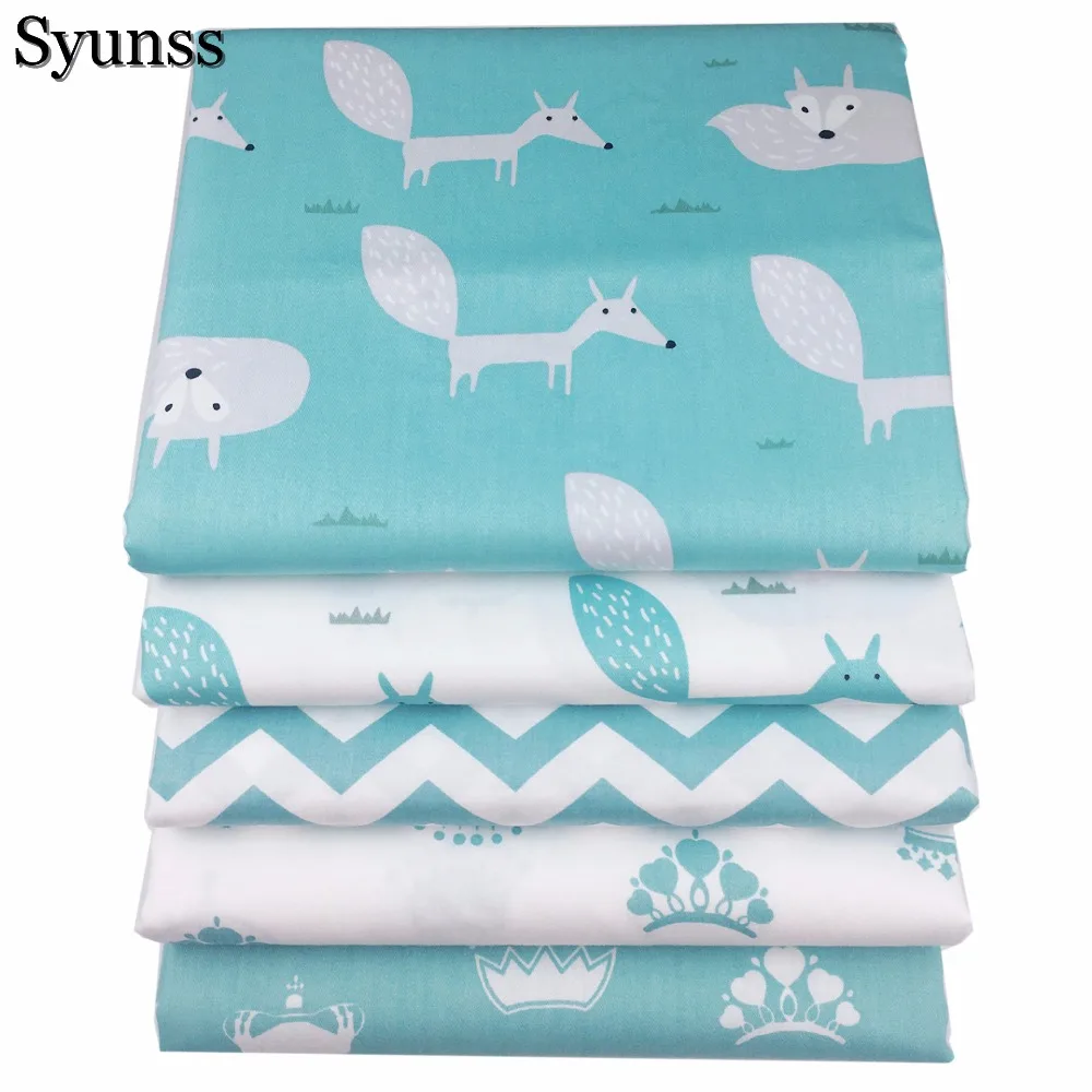 Лис на голубом фоне; Корона Хлопок Ткань Жир Поворотная DIY ручной работы в стиле пэчворк для маленьких ткань постельные принадлежности текстильное одеяло Tilda Tissus(40x50 см