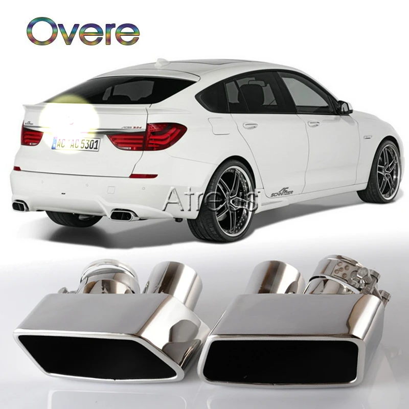 

Overe 1set Car Exhaust Muffler Pipe Tip Tailpipe For BMW F07 535 GT Accessories Chrome 304 Stainless Steel Car styling