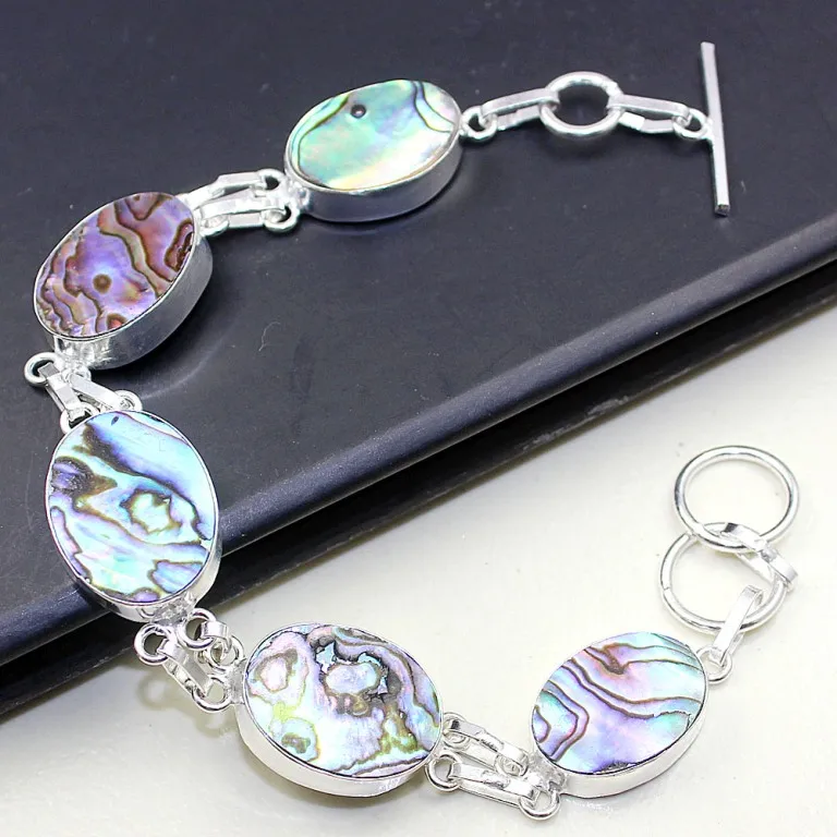 

Abalone Shell , 22.5 cm, Silver Overlay on Copper Bracelet, B0488