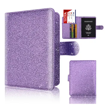 

Travel Solid PU Leather Cute Bling Wallet Designer Passport Cover Women Men Credit Card Holder Ticket Trip Organizer Purse 2018
