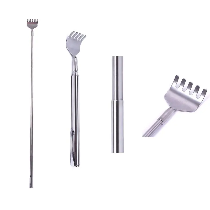 1pc NEW Stainless Steel Telescopic Portable Adjustable Size Pen ClipTelescopic Back Scratcher Itch Scratch Massage Tool | Красота и