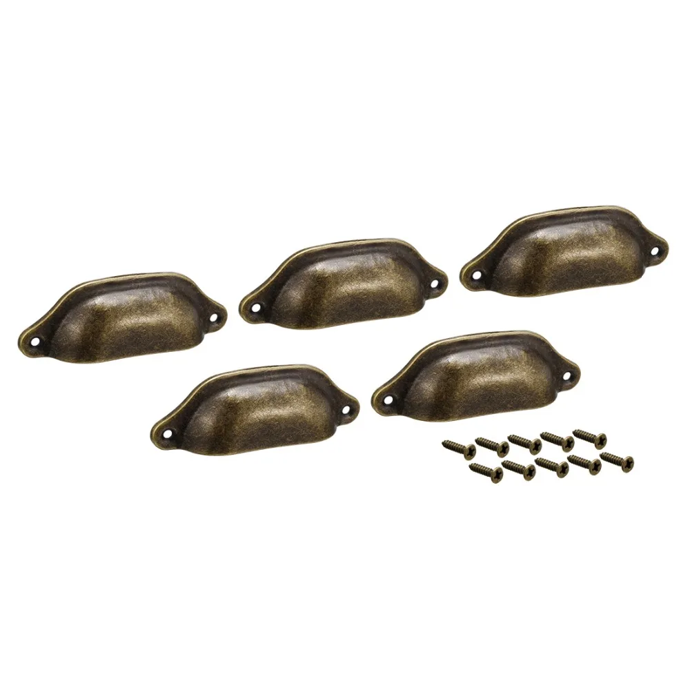 Uxcell 5Pcs Retro Antique Iron Shell Pull Handles Furniture Kitchen Drawer Cabinet Door Handle Cupboard Knobs Hardware Uxcell 5Pcs Retro Antique Iron Shell Pull Handles Furniture Kitchen Drawer Cabinet Door Handle Cupboard Knobs Hardware