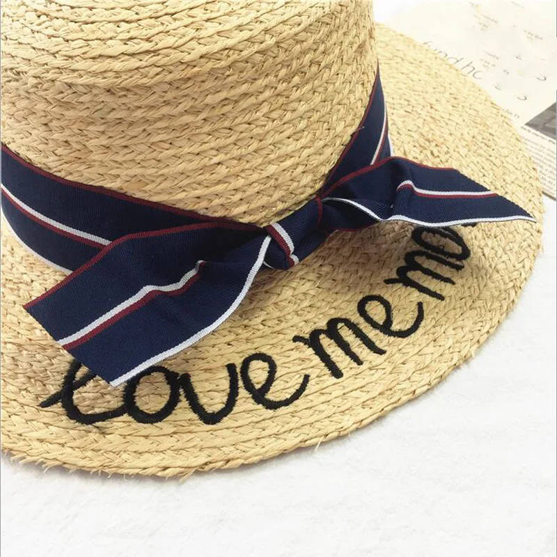 Женская Соломенная шляпка с надписью Love Me More летние женские шляпы от солнца на