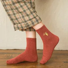 Женские носки для велоспорта, хлопковые зимние носки, милые Носки с рисунком кота в стиле ретро с вышивкой, носки с героями мультфильмов, Calcetines Ciclismo, 1 пара#30