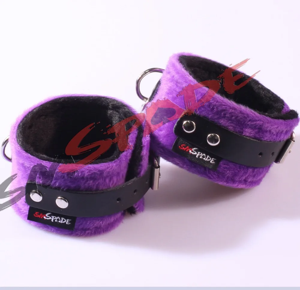 Drop shipping romantic velvet handcuffs for ladies, Purple poetical