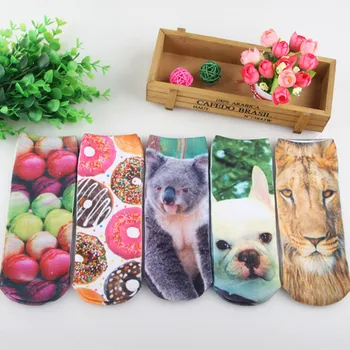 

New Arrival Harajuku Dog Socks 3D Printed Cartoon Women's Low Cut Ankle Socks Novelty Casual Socks Meias 5pairs/lot