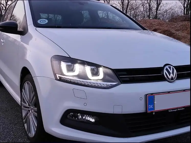 Hireno фары для 2011-2015 Volkswagen Мужские поло передних фар сборки светодиодный DRL ангел объектив двойной луч ксеноновые 2 шт